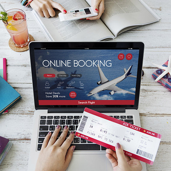 air ticket flight booking concept